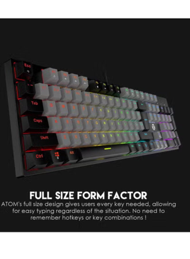 فانتيك لوحة مفاتيح ألعاب ميكانيكية كاملة Mk886 Atom بإضاءة RGB بمفاتيح حمراء ومفاتيح مزدوجة الحقن - Image 2